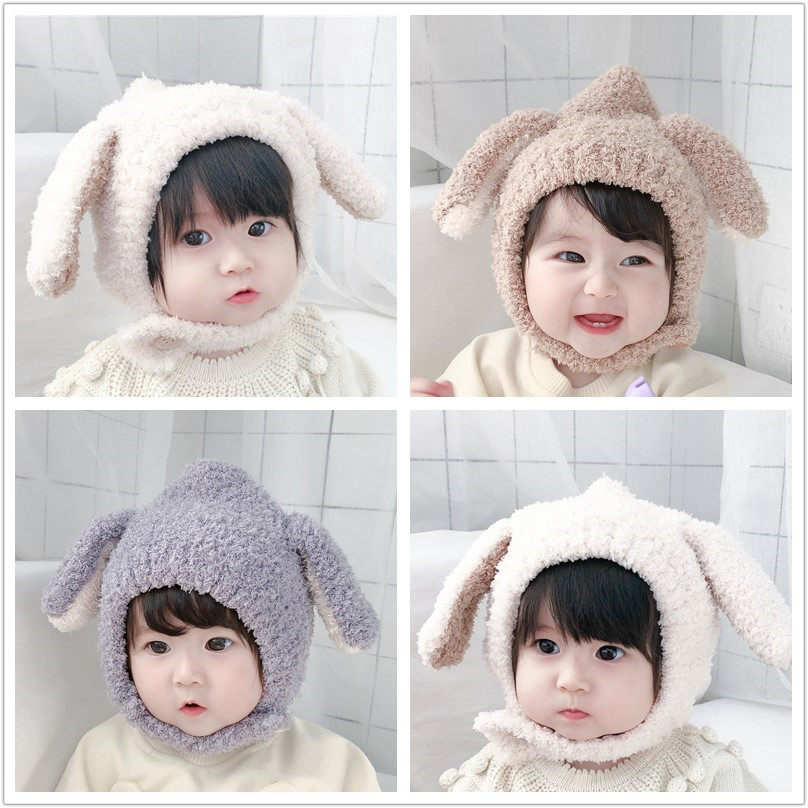 New knitting hat winter outdoor cold warm cap cartoon plush one head cap baby hat