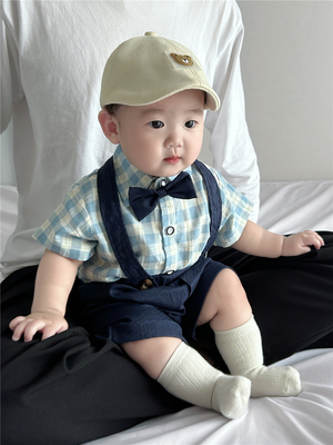 Children's Clothing Summer One-Year-Old Short Sleeve Suspenders Western Style Shirt — 4