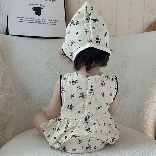 Детский комбинезон, тонкая летняя одежда, боди для девочек, жилет без рукавов, детская одежда, цветочный принт