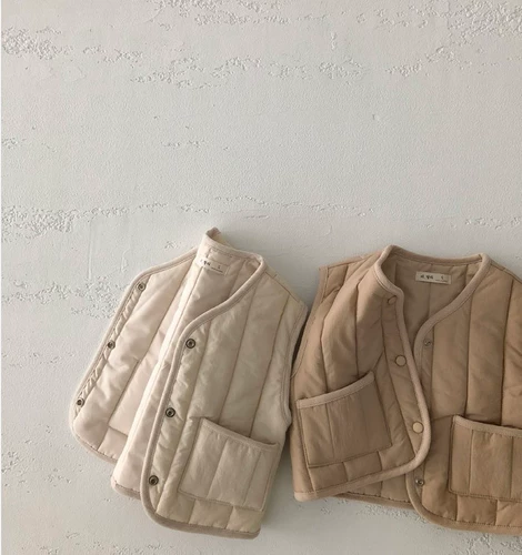 Брендовый демисезонный ретро пуховик, детский ветрозащитный жилет подходит для мужчин и женщин для девочек, в корейском стиле, детская одежда, в западном стиле