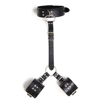 Bed bondage toy flirting leather tie neck sleeve smash toy womens equipment bundled handcuffs