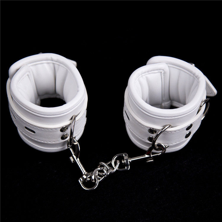 sm sex toys white soft leather sponge elastic handcuffs stay up late couple bound ankle cuffs thickened for women and men