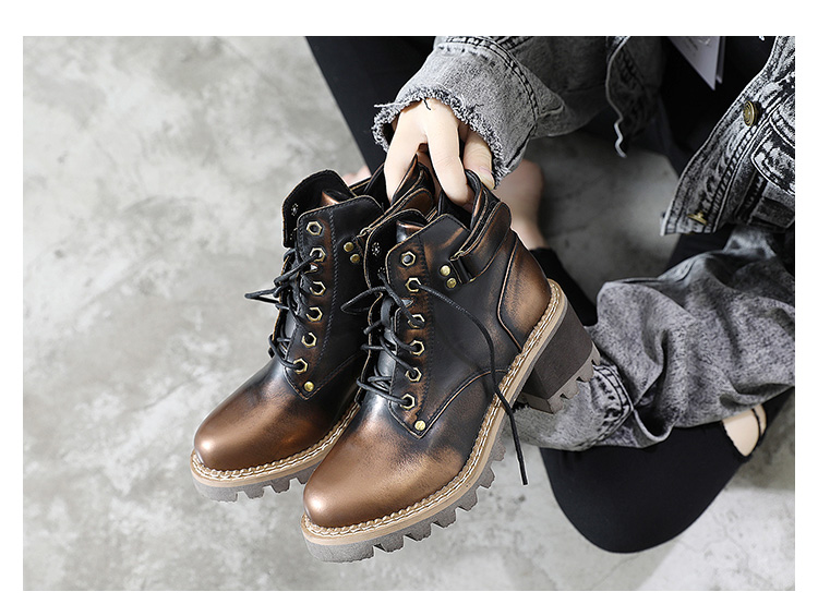 Mùa đông 2018 phiên bản Hàn Quốc của giày bốt mới Martin Martin nữ màu đen retro dành cho nữ giày boot nữ cao gót