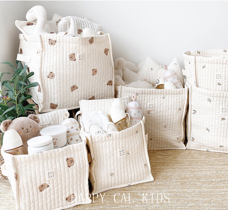 Custom Korean tether baby bottle diaper wet containing basket Miscellaneous Clothes Toddler Toy Storage Bag Finishing Containing Basket