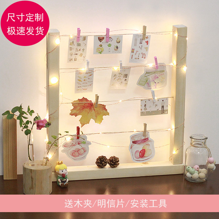 (Beauty) Inwind Hemp Rope Clip Photo Frame solid wood photo wall Desktop Composition Handmade Creative Mori