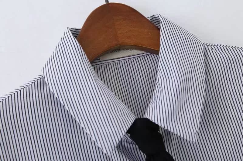 Cộng thêm phân bón XL mùa xuân mới cà vạt áo sọc nữ dài tay phiên bản Hàn Quốc của áo thun cotton MM rộng 200 kg áo voan kiểu hàn quốc