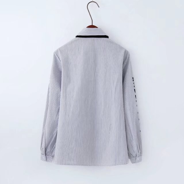 Cộng thêm phân bón XL mùa xuân mới cà vạt áo sọc nữ dài tay phiên bản Hàn Quốc của áo thun cotton MM rộng 200 kg áo voan kiểu hàn quốc