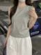 Commuting Versatile Round-Neck Sleeveless Outerwear Vest for Women, New Summer Korean Style Simple Gray Slim-Fit Camisole
