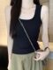 Brushed Warm Color-Block U-Neck Sleeveless Base Shirt for Women, New Autumn Korean Style Sporty Camisole with Chest Pads