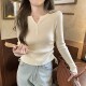 Irregular Ruched Long-Sleeve Knit Top for Petite Women, New Autumn Korean Style Slim-Fit Base Sweater for Women