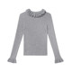 Hong Kong Style Ruffled Petal Stand-Up Collar Knit Sweater for Women, New Spring and Autumn Slim-Fit Elegant Layered Half-High Collar Sweater for Women, Trendy