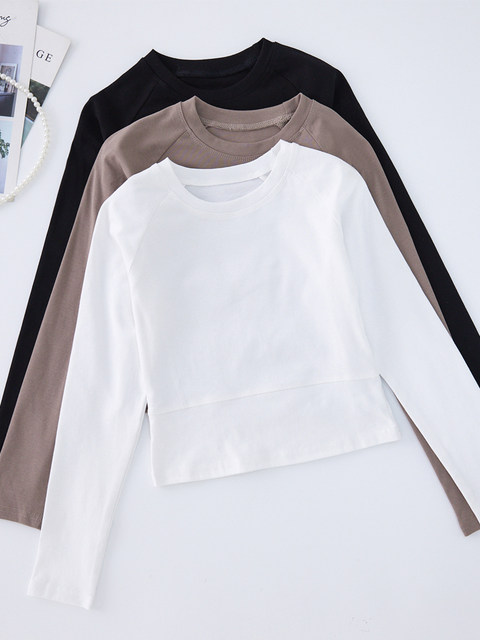 Casual Outdoor Fitness Yoga Wear T-Shirt for Women, Fishbone Slim Fit, New Spring Style, Versatile Round Neck Raglan Sleeve Short Top