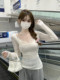 Pure and Alluring Style, Square-Neck, Hollow-Out Crochet Long-Sleeve Knit Top for Women, New Autumn Model, Sexy Inner Layer with Lace Camisole