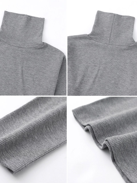 Basic High-Neck Brushed Thin Velvet Spring and Autumn Base Layer Shirt for Women, New Korean Style Slim Fit Warm Long-Sleeve T-Shirt for Women in Winter