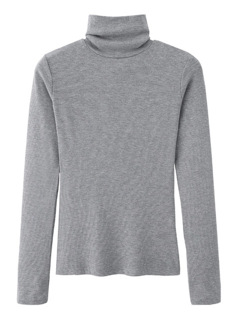 Basic High-Neck Brushed Thin Velvet Spring and Autumn Base Layer Shirt for Women, New Korean Style Slim Fit Warm Long-Sleeve T-Shirt for Women in Winter