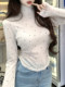 Gentle and Elegant High-Neck Polka Dot Long-Sleeve Base Shirt for Women, New Spring Style, Pure and Alluring Slim-Fit Thin T-Shirt Top