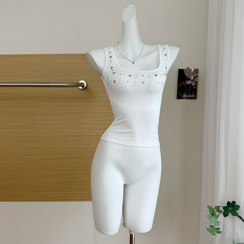 Slim-Fit Outerwear Hot Girl U-Neck Camisole for Women, 2026 Spring New American-Style Metal-Decorated Sleeveless Vest