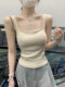 Gentle Cream-Colored Square-Neck Camisole with Chest Pads for Women, New Summer Slim-Fit Tank Top, Trendy Base Shirt for Women