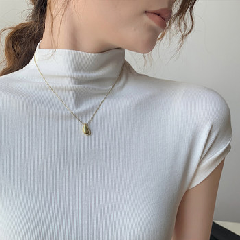 Chic, Bust-Enhancing, Half-High Collar Ribbed T-Shirt for Women, Short-Sleeved, White, New Summer Korean Style, Slim-Fit Stand-Up Collar Top, Trendy ins