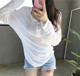 Pure Desire Irregular Button Mid-Length White T-Shirt for Women, Long-Sleeved, New Autumn Style, Loose Sun-Protective Top, Thin