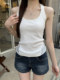 Korean Style Elegant Lace Splicing Design Slim Fit Round Neck Camisole for Women Summer New White Simple Base Shirt