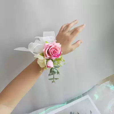 Fresh Mori parents bride corsage wedding bridal bridesmaid wrist flower sister group activity rose hand flower