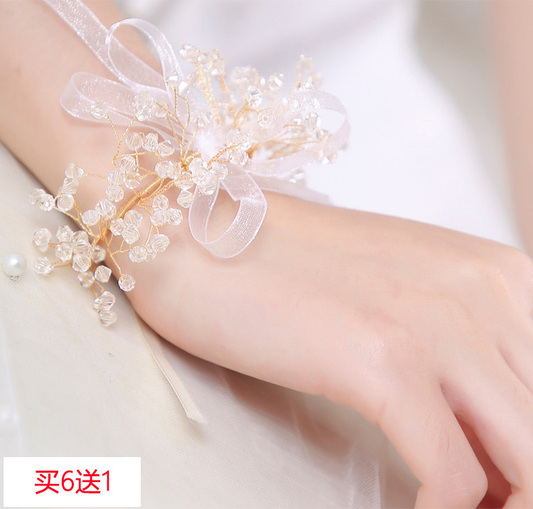 Crystal rhinestones beautiful small fresh sister group bridesmaid bride wrist flower festival performance bracelet flower wedding wedding