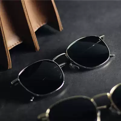 Hong Kong style retro tide men polarized sun glasses square can be equipped with myopia metal frame couple sunglasses type male driving mirror