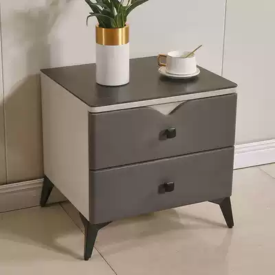 Bedside cabinet Modern simple rock panel solid wood drawer storage cabinet ins new bedside cabinet