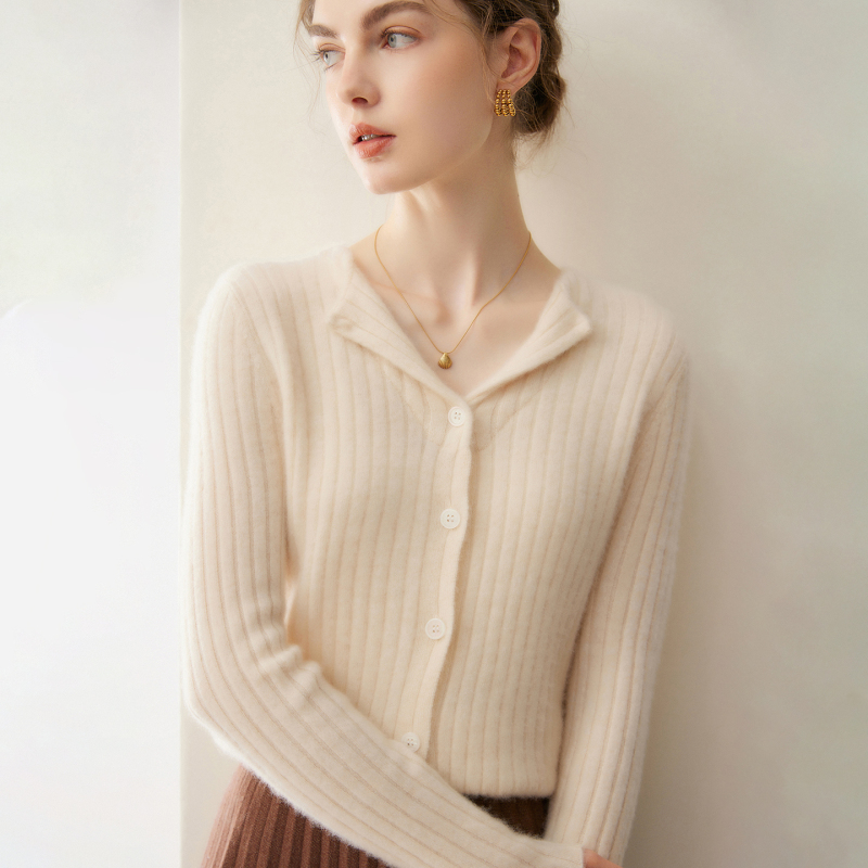 New Style Elegant Cashmere Sweater for Women, 100% Pure Cashmere Cardigan, Solid Color Slim-Fit Knit Sweater, Outerwear