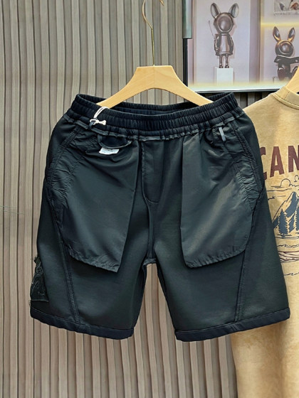 水洗面料直筒短裤男款夏季抽绳宽松休闲运动中裤潮牌美式五分裤子