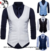 Văn học lanh thường vest vest nam mỏng phần kinh doanh mỏng đơn giản vest không tay cotton và lanh phù hợp với vest