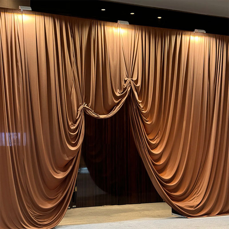 Brown Wedding Drapes, Wedding Stage High-End Background Cloth, Ceiling Cloth, Elastic Cloth, Drapery, Decorative Cloth, Curtain Cloth