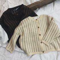 Boys new spring and autumn cotton wool cardigan 2020 female baby Korean version of vertical coat childrens foreign style coat tide