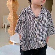 Boy 2021 summer dress new chiffon floral flower short sleeve shirt