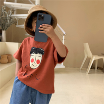 Muchenjia 2021 boys summer new cotton short-sleeved baby cartoon print half-sleeved shirt top thin
