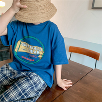 Muchenjia 21 summer new cotton cartoon printed short sleeve T-shirt small children Foreign style loose half-sleeve shirt top