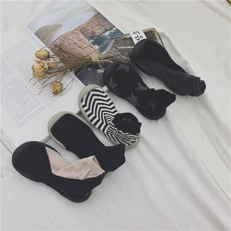 Infant spring and autumn new toddler shoes girls knitted high-top socks shoes boys baby non-slip soft-soled shoes doudou shoes