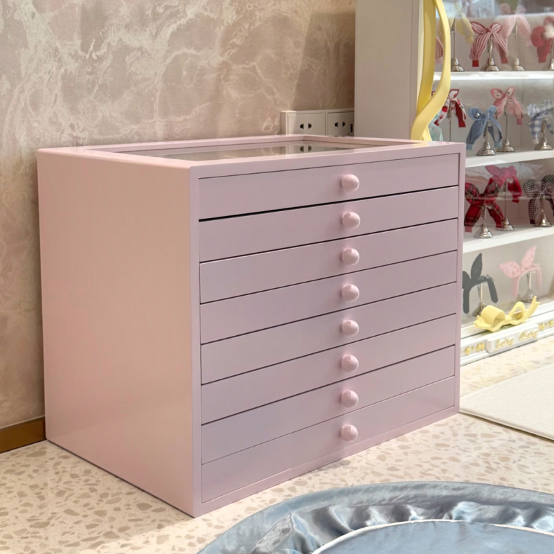 Solid Wood Large-Capacity Jewelry Box, Hairpin and Hair Accessory Storage Cabinet, Twoi Internet-Famous Baby Hairpin Display Cabinet