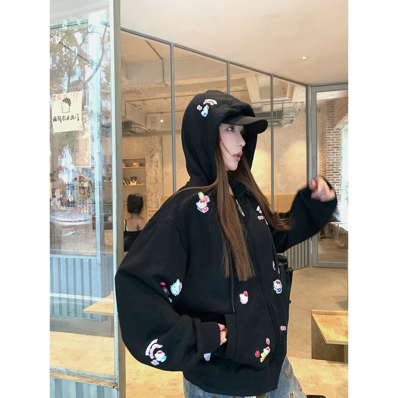 Xue Kekeng and Wang Junkai's Same Style Kt Hooded Sweatshirt for Women, Autumn and Winter Casual Sporty Loose Layering Top Xue Kekeng and Wang Junkai's Same Style Kt Hooded Sweatshirt for Women, Autumn and Winter Casual Sporty Loose Layering Top