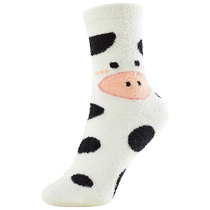 Hot Wind 2023 Winter New Womens Fun Jacquard Home Socks Cartoon Skin-Friendly Coral Velvet Comfortable Cotton Socks for Women