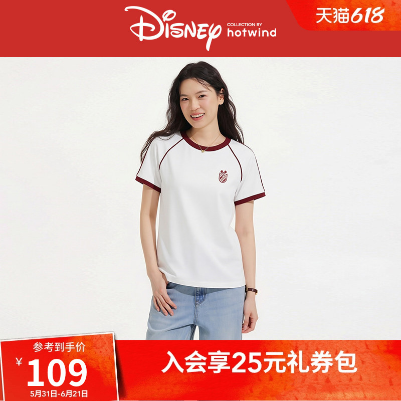 [Disney Series] Hotwind 2026 Summer New Women's Mickey Print Short-Sleeved T-Shirt Apruifeng t