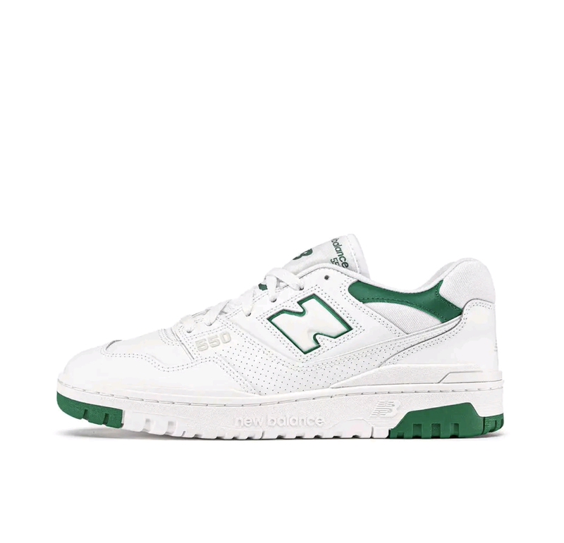 New Balance Leather Comfortable Low-Top Fashionable Unisex White and Green Bb550Swb Anhui 1 Warehouse