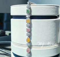 Design color diamond bracelet color treasure full diamond bracelet female 18K gold cultivation ruby emerald sapphire custom