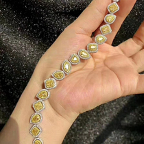 Super luxury artificial yellow diamond bracelet hand female 18K full diamond rose gold Graf butterfly Phantom necklace narrow bracelet