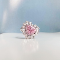 Artificial pink diamond ring heart 18K Gold 1 karat high imitation true color zuan shou lian pendant necklace jewelry to map custom