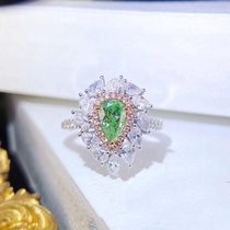 Dual-purpose artificial green diamond ring 18K gold to figure custom color diamond Beijing physical jewelry private customization