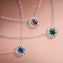 Fashion and simple Joker artificial cultivation Mu Zo emerald sapphire pendant 18K gold ruby necklace customization