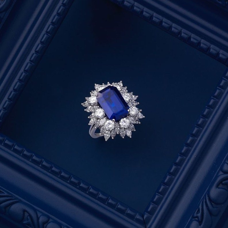 Sri Lanka non-burning artificially cultivated royal sapphire ring necklace 18K cornflower bracelet jewelry customization
