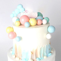 Bake cake decoration fresh pink blue ball ball plug-in simple cold wind marble hexagonal card